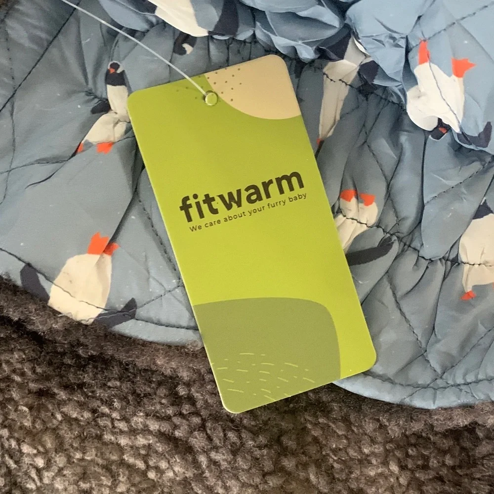 NWT Fitwarm Waterproof Reversible Penguin/Galaxy Dog Coat Size Large